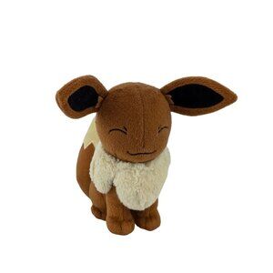 Tomy Pokemon Eevee Plush 6" Brown Closed Eyes Nintendo Stuffed Animal‎ Toy